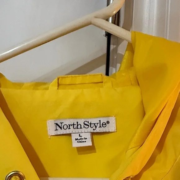 Yellow and Navy Colorblock Hooded Windbreaker Rain Jacket- Gently Used! - Picture 3 of 6